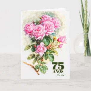 Spanish 75th Birthday Vintage Rose Garden Name Card