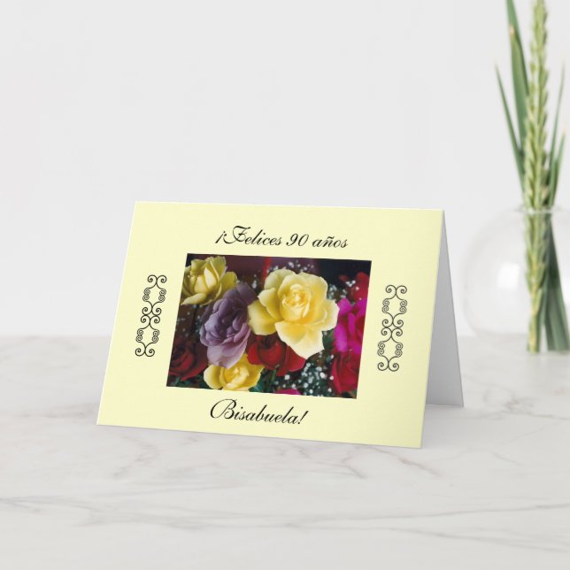 Spanish: 90 anos / Birthday Cumpleanos Card (Front)