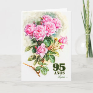 Spanish 95th Birthday Vintage Rose Garden Name Card