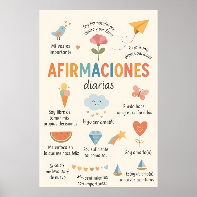 Spanish Affirmations , Therapy Office Decor.School Poster (Front)