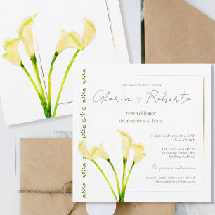 Spanish, Alcatraces y Oro Minimalist Wedding Invitation
