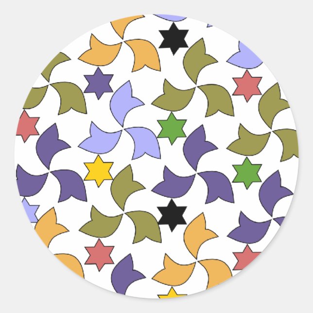 Spanish Alhambra style Tile Mosaic Pattern Classic Round Sticker (Front)