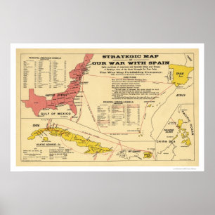 Spanish American War Map 1898 Poster