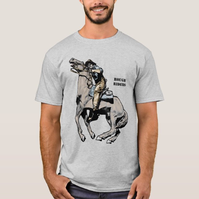 Spanish American War Rough Riders Soldier on Horse T-Shirt (Front)