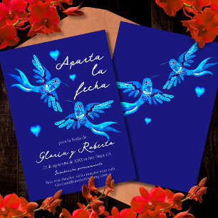 Spanish, Aparta la Fecha Boda Colibrí Azul  Invitation