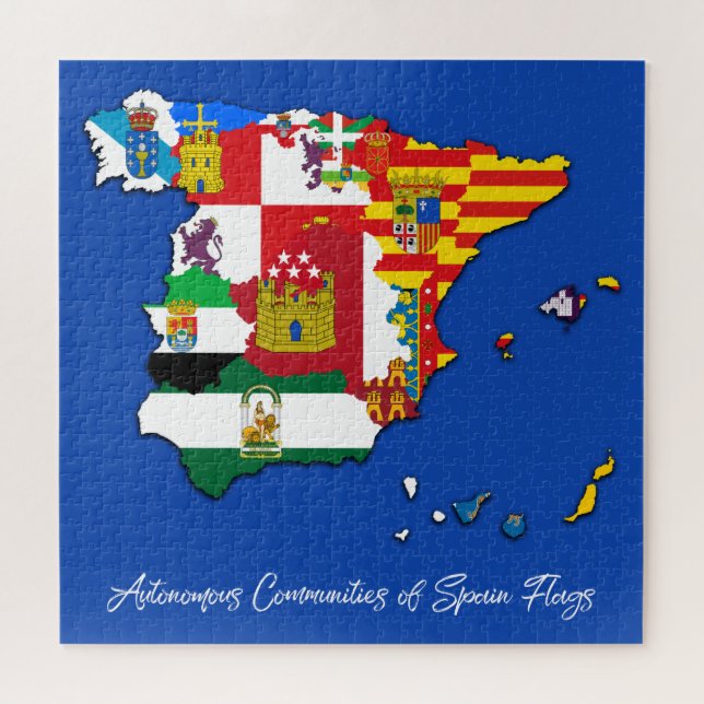 Spanish Autonomous Communities Flags Map, Spain Jigsaw Puzzle (Horizontal)