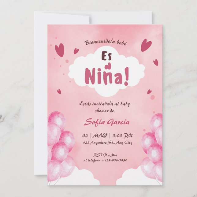 Spanish Baby Girl Shower Invitation (Front)