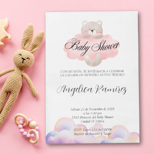 Spanish Baby Shower Bear Theme Cloud Gift Registry Invitation
