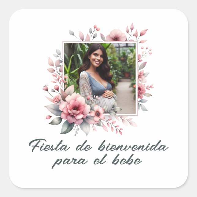 Spanish Baby Shower Fiesta De Bienvenida Al Bebé  Square Sticker (Front)