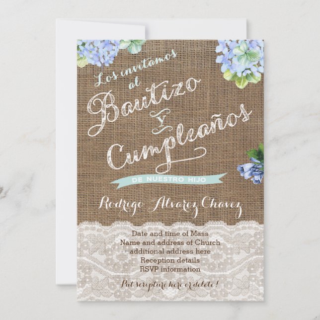 Spanish Baptism and Birthday | Cumple y Bautizo Invitation (Front)