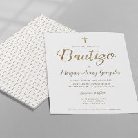 Spanish Baptism Gold Cross White Simple Bautizo