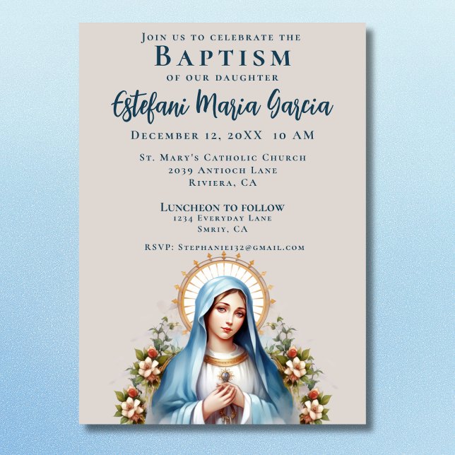Spanish Bautizo Virgen de Guadalupe Baptism Invitation (Creator Uploaded)