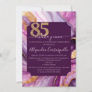 Spanish Beautiful Pink Agate 85th Birthday Party Invitation