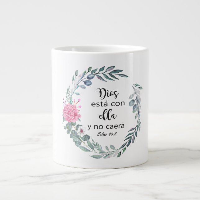 spanish, bible, spanish bible verse, dios está con large coffee mug (Front)