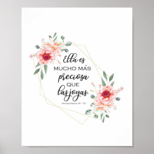 Spanish bible verse Proverbios 31:10 Poster