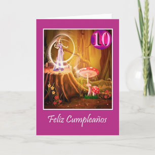Spanish birthday for 10 year old girl with fairy card
