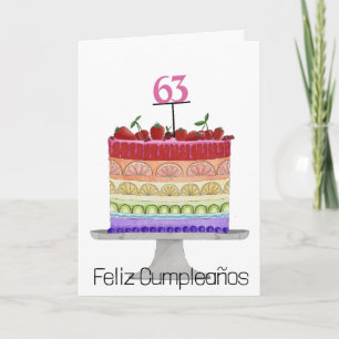 Spanish Birthday Rainbow Colour Cake Card