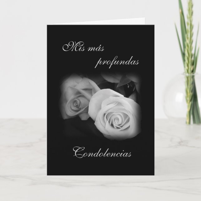 Spanish: Black & white rose - Condolencias Card (Front)