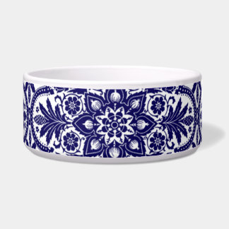 Spanish Blue Flower Pet Bowl