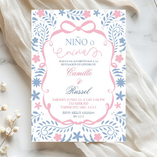 Spanish Blue Pink Cielito Lindo Gender Reveal Invitation