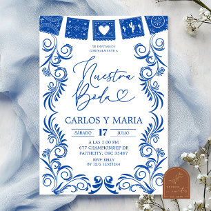 Spanish Blue Talavera Frame Nuestra Boda Invitation