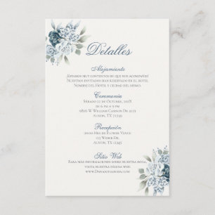 Spanish Blue Wedding Detalles de la Boda Enclosure Card