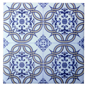 Spanish Blue & White Ceramic Photo Tile