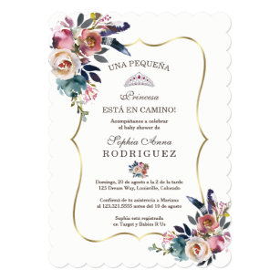Spanish Blush Flowers Invitación de Baby Shower Invitation