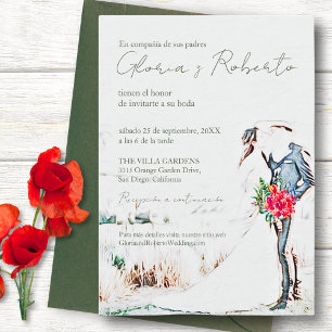Spanish, Boda Charro y Novia Rustic Wedding Invitation