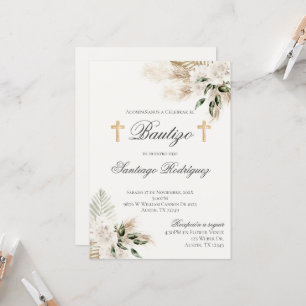 Spanish Boho Baptism Floral invitation