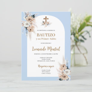 Spanish Boho Baptism Floral Invitation