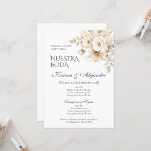 Spanish Boho Floral Wedding Invitation