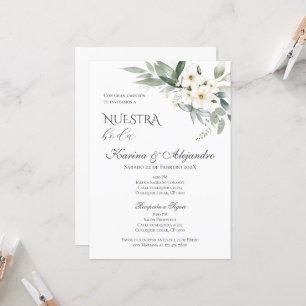 Spanish Boho Floral Wedding Invitation