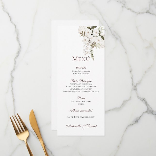 Spanish Boho Wedding Menu (Front/Back In Situ)