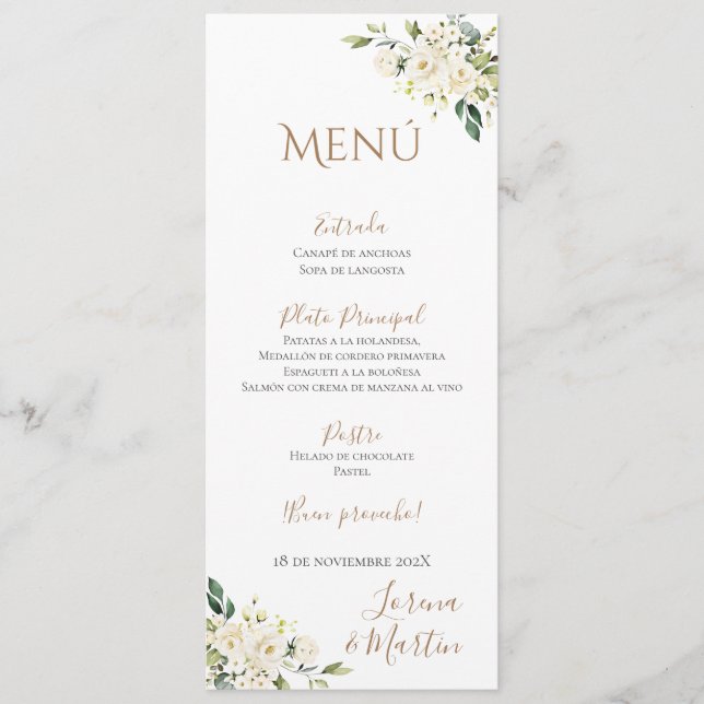 Spanish Boho Wedding Menu (Front)