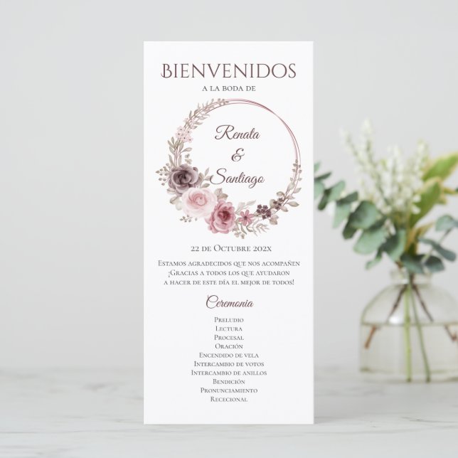 Spanish Boho Wedding Program (Standing Front)