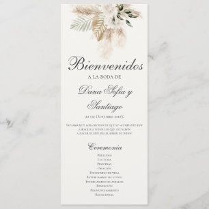 Spanish Boho Wedding Program