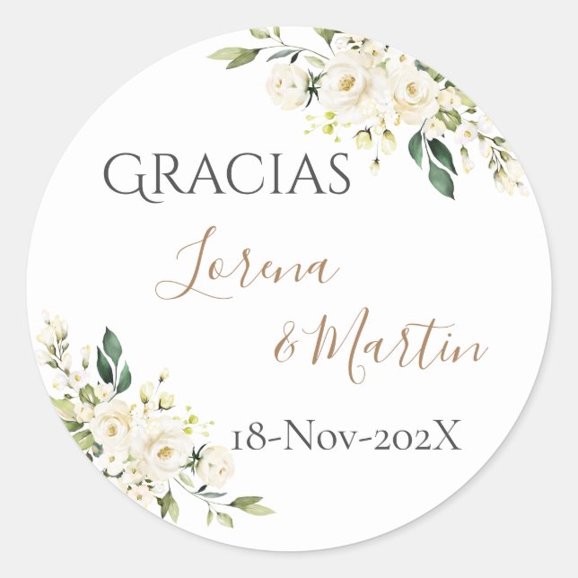 Spanish Boho Wedding round sticker  (Front)