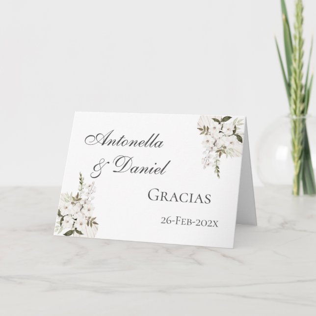 Spanish Boho Wedding Thank you card (Front)