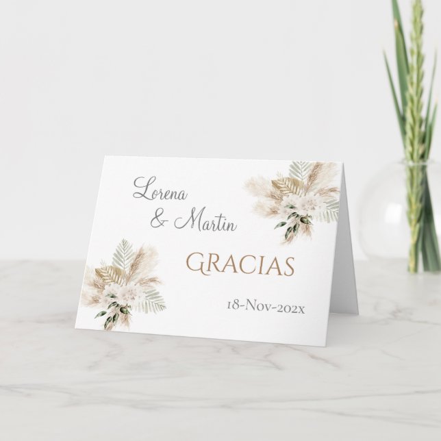 Spanish Boho Wedding Thank you card (Front)