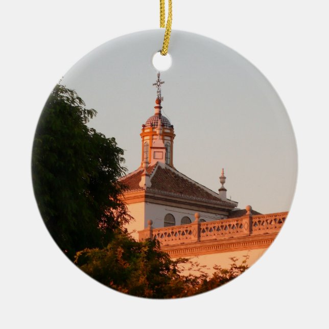 Spanish Building Ceramic Tree Decoration (Front)