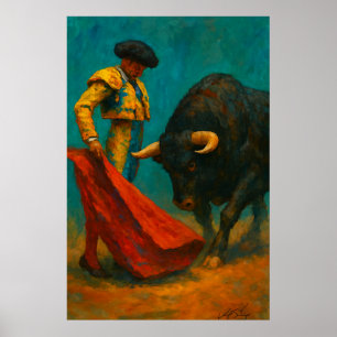 Spanish Bullfighting Art Print – Matador and Bull