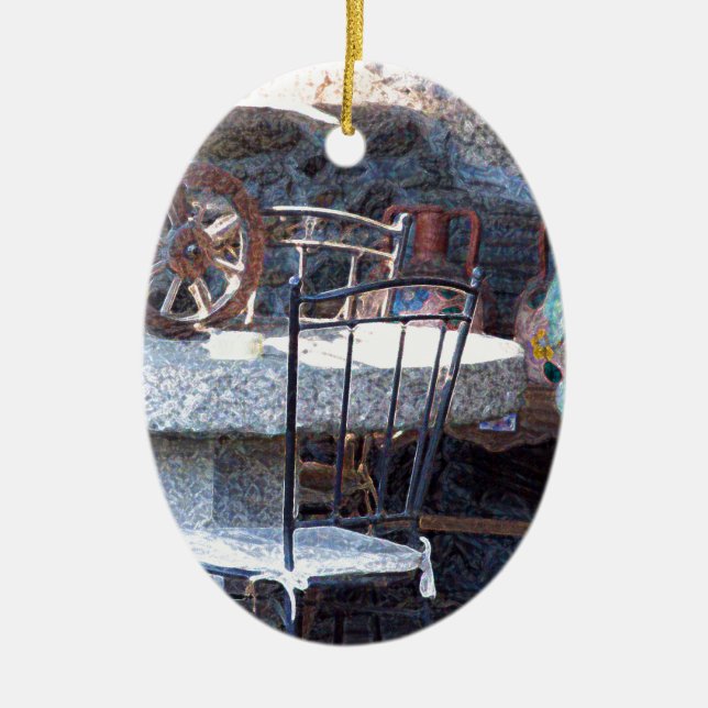 Spanish Cactus Still Life Ceramic Ornament (Front)