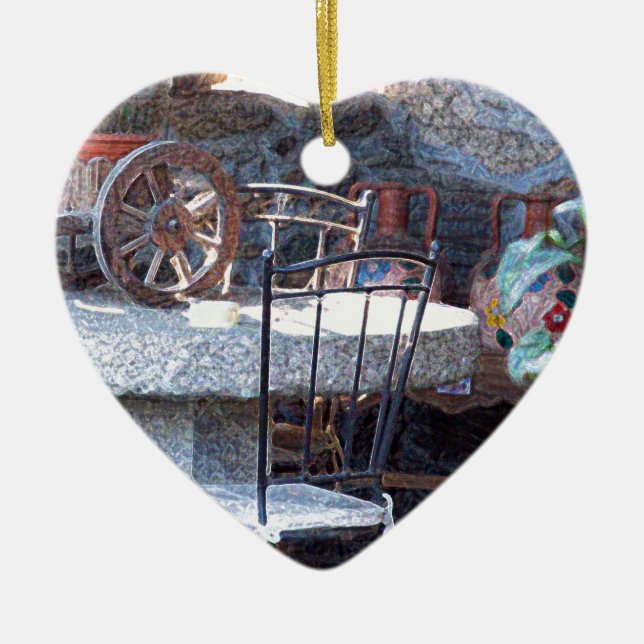 Spanish Cactus Still Life Ceramic Tree Decoration (Front)