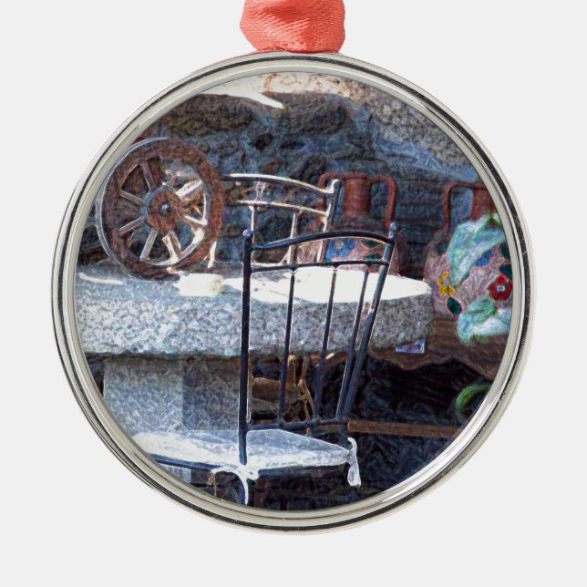 Spanish Cactus Still Life Metal Tree Decoration (Front)