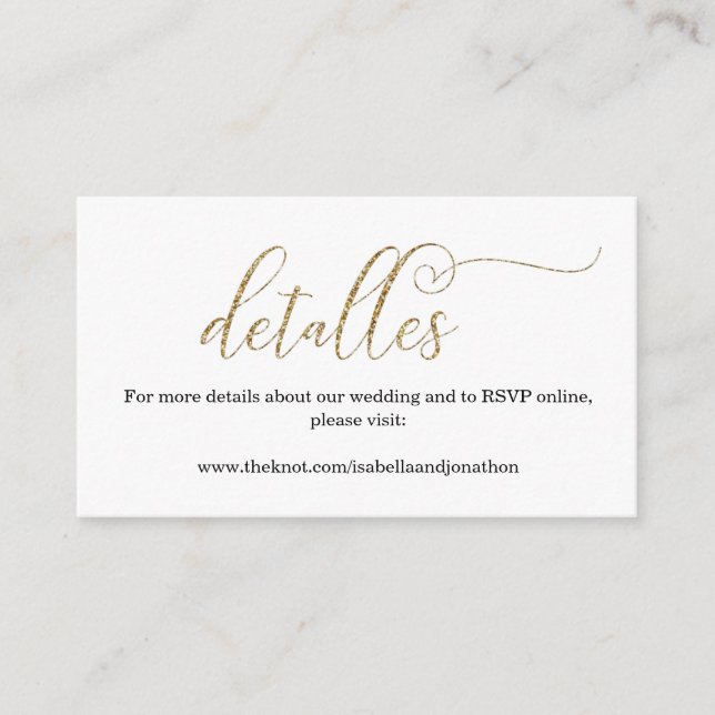 Spanish Calligraphy Wedding Website Enclosure Card (Front)