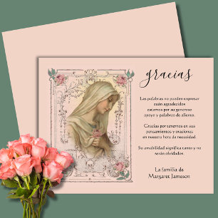 Spanish Catholic Virgin Mary Condolence Thank You Card