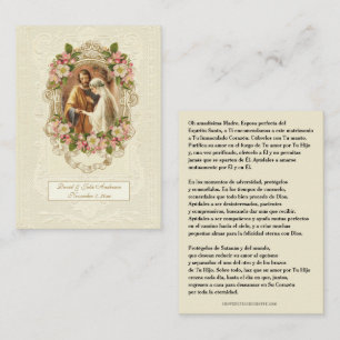 Spanish Catholic Wedding Prayer Holy Card