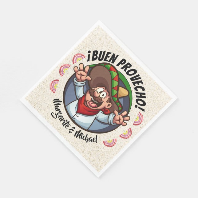 Spanish Character Buen Provecho Party Goods Paper Napkin (Corner)