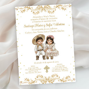 Spanish Charro and Charra Twin Baptism Invitation